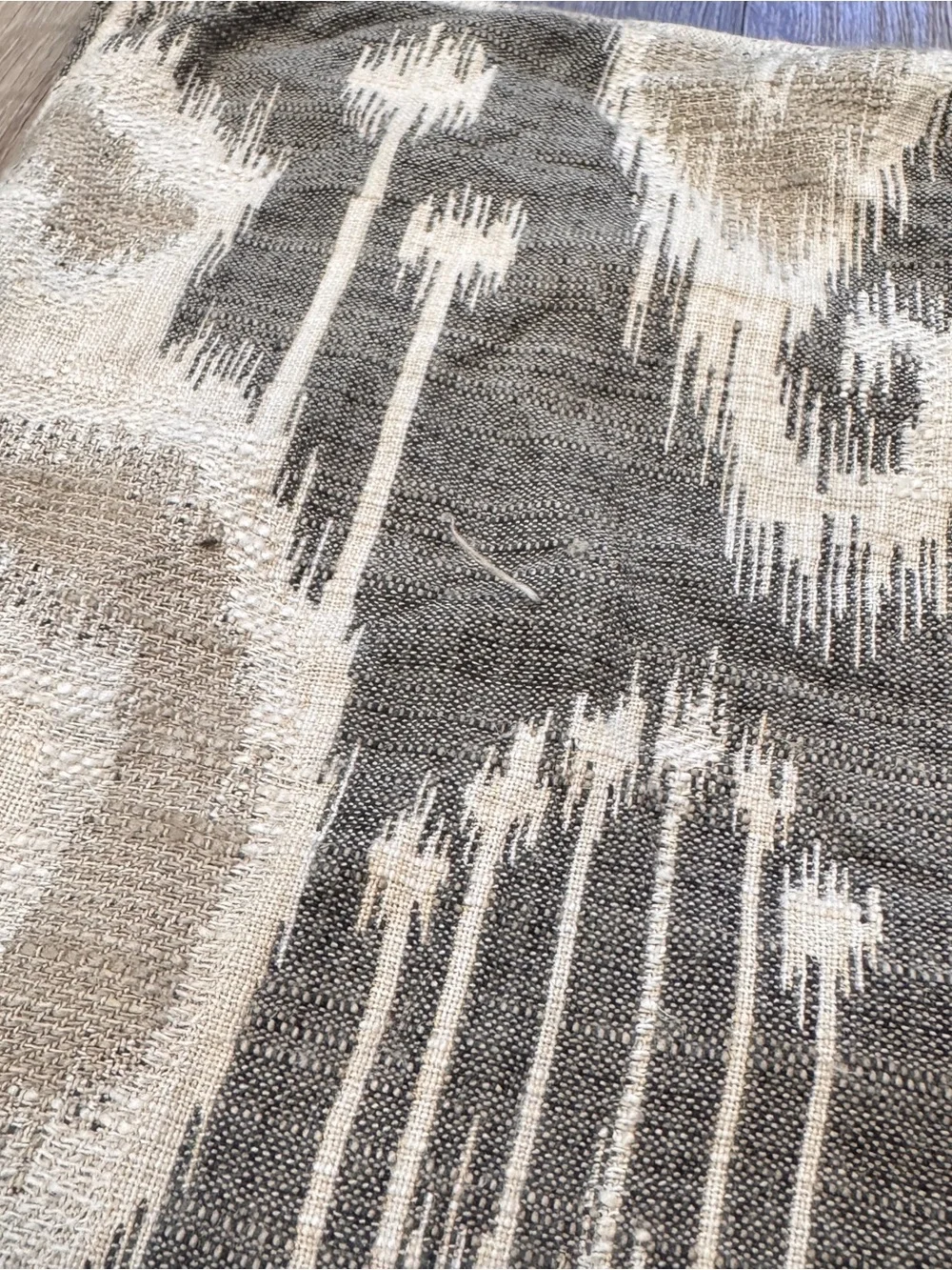 Crate&Barrel Neutral Ikat Accent Pillow Covers Set of 2 Gray Beige